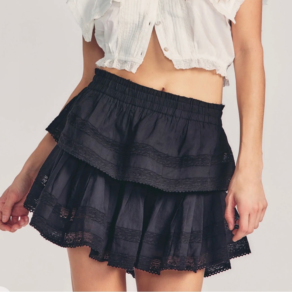 Love shack fancy black ruffle skirt